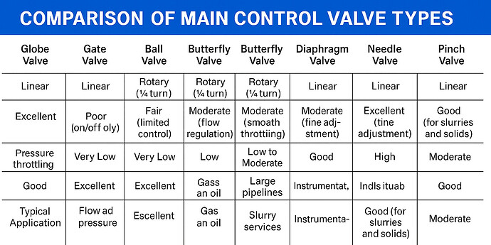 Control Valves Comparison