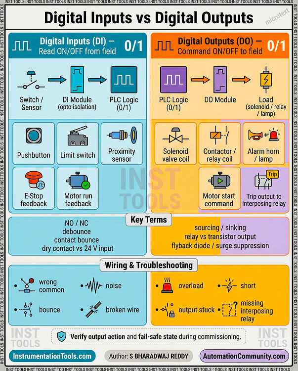 Process Digital Input Digital inputs vs Digital outputs - PLC - INST TOOLS