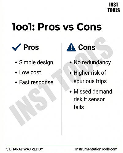 1oo1 voting logic pros and cons