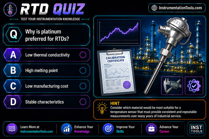 18 Why is platinum preferred for RTD