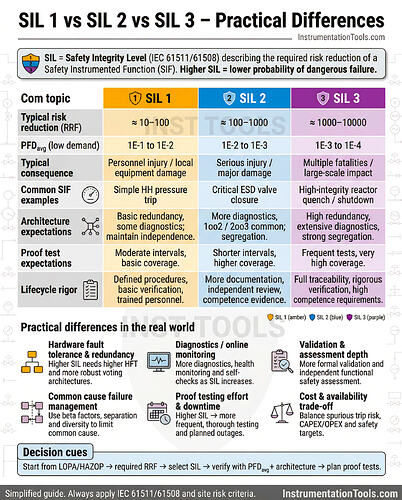 SIL 1 vs SIL 2 vs SIL 3