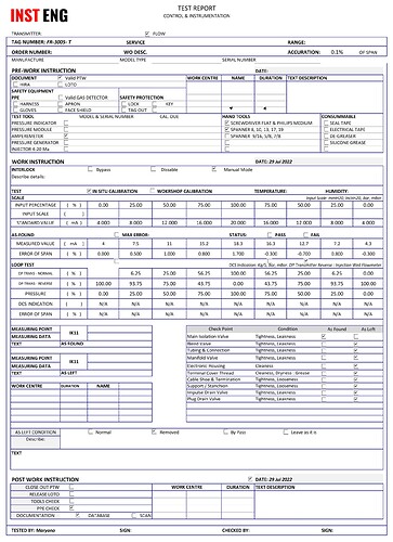 Flow Transmitter Calibration Report