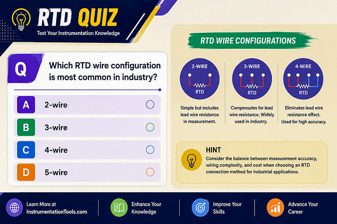 Which RTD wire configuration is most common in industry