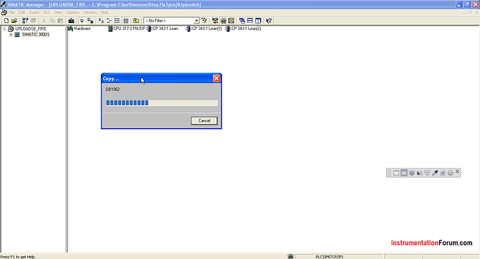 PLC Upload process start